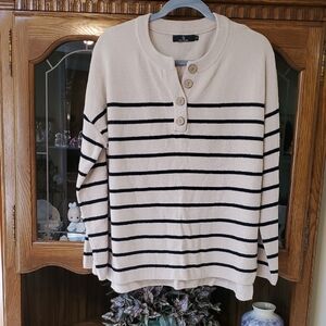 Striped Cream and Black Sweater